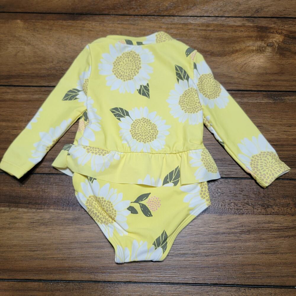 Carter's Infant LS Yellow Flowers Swimsuit - Size 6M